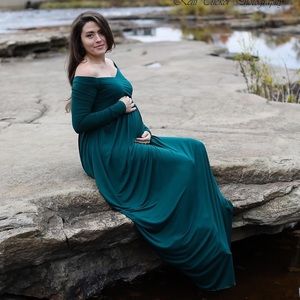Emerald green maternity gown